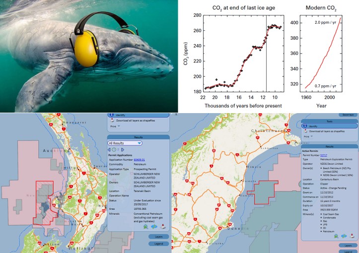 NZPAM Schlumberger Taranaki and NZOG Barque Clipper Whale CO2 trend combined